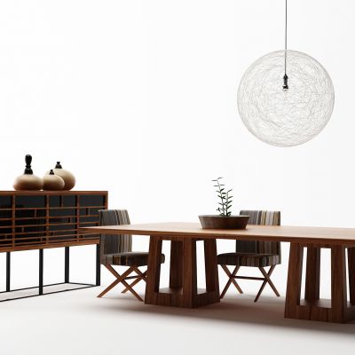 现代餐桌椅边柜组合