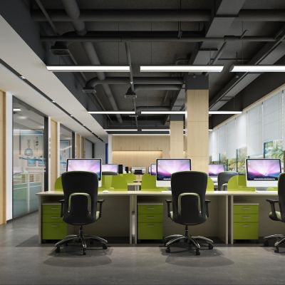 办公大厅，办公区，办公桌