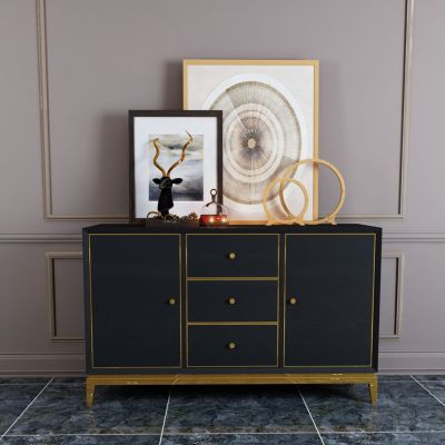 轻奢后现代餐厅餐边柜