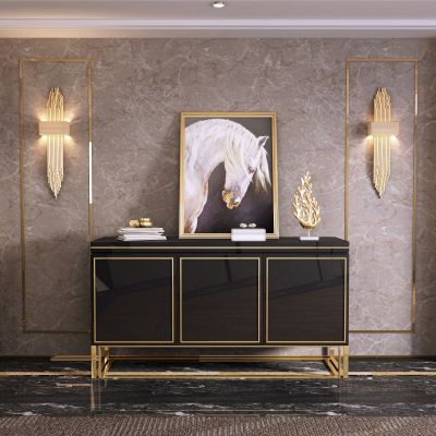 轻奢后现代餐厅餐边柜