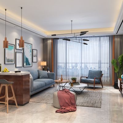 客厅，组合沙发，电视柜，电视墙