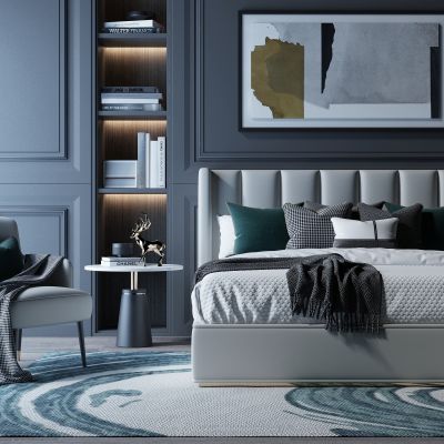 后现代卧室轻奢双人床