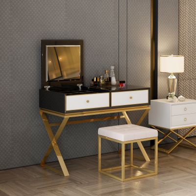 后现代卧室轻奢妆台妆凳