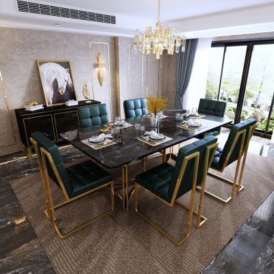 轻奢后现代客厅餐桌椅组合3D模型