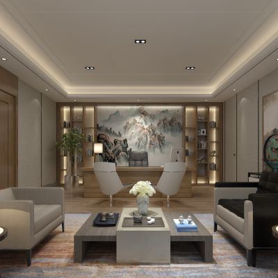 新中式办公室大班台