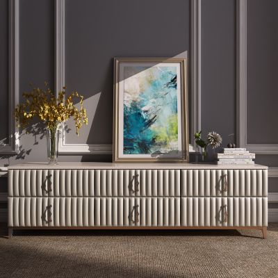 现代软包门电视柜饰品