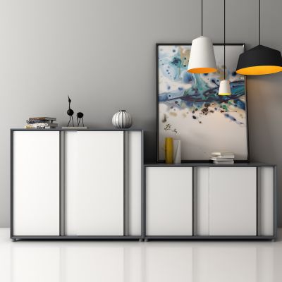 现代书柜边柜文件柜饰品