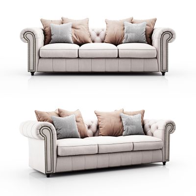 现代美式多人沙发
