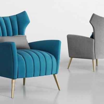 现代布艺金属沙发椅