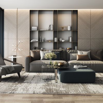 现代布艺沙发组合