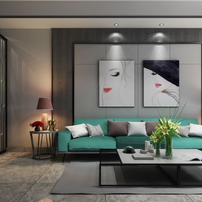 现代布艺沙发组合