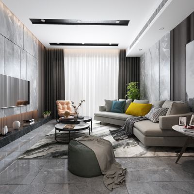 后现代客厅背景墙