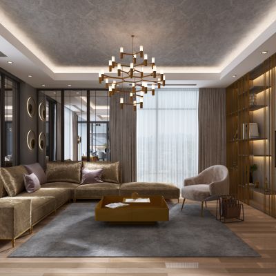 现代轻奢风格的客餐厅