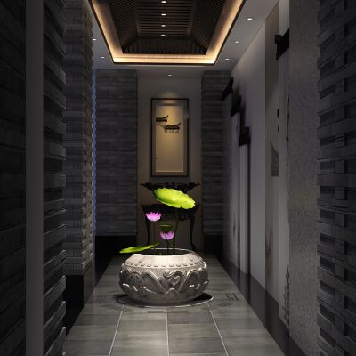 新中式餐厅过道