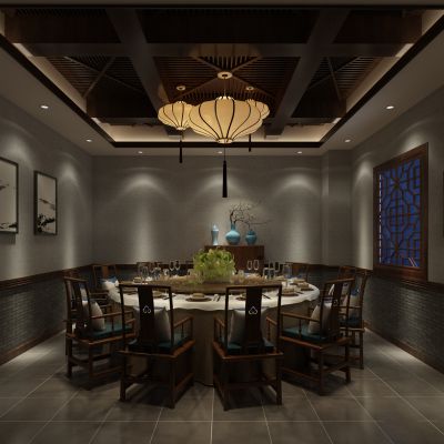 新中式餐厅包厢3D模型