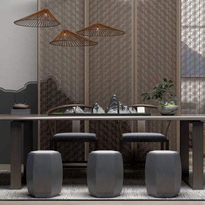 中式餐桌椅组合