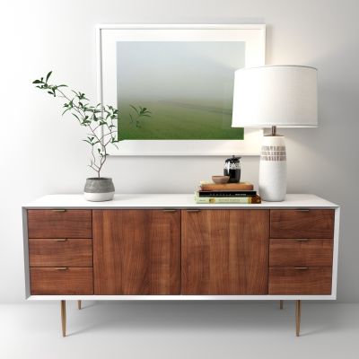 现代边柜玄关柜台灯陈设品组合