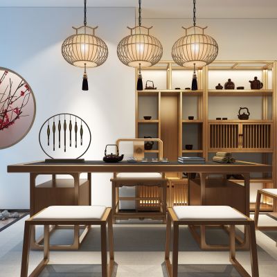 新中式茶室桌椅组合