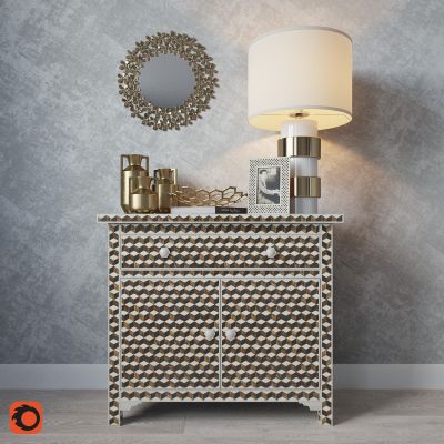 后现代边柜玄关柜台灯陈设品组合