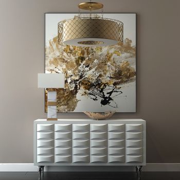 后现代边柜玄关柜台灯吊灯装饰画陈设品组合