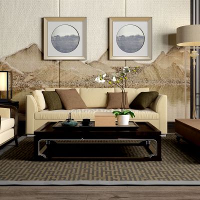 新中式实木沙发组合