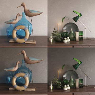 现代边柜陈设品摆件组合