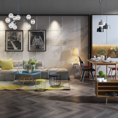 现代沙发茶几餐桌椅组合