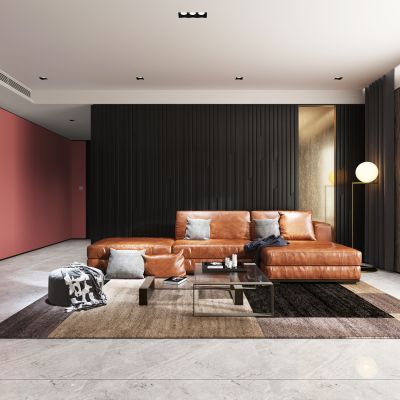 现代皮革沙发组合