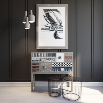 现代边柜玄关柜装饰画组合