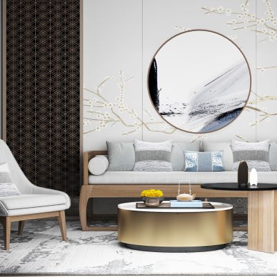 新中式实木沙发组合