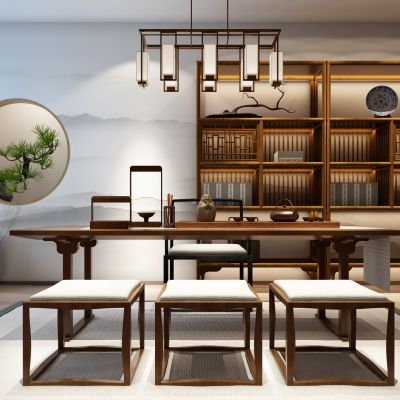 新中式茶室桌椅组合