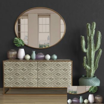 后现代边柜玄关柜陈设品组合