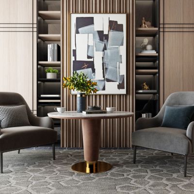 现代单人沙发圆桌组合 现代单人沙