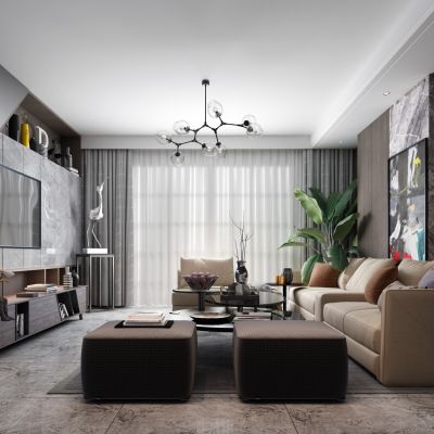 现代客厅 现代客厅 多人沙发 单人