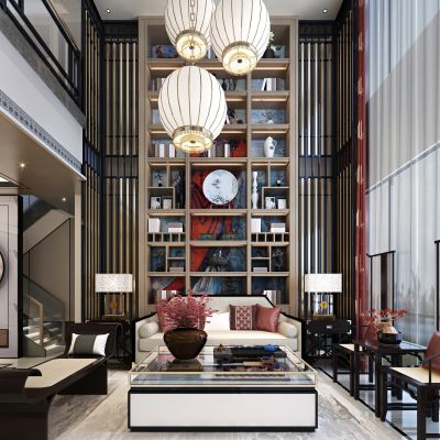  新中式别墅客厅