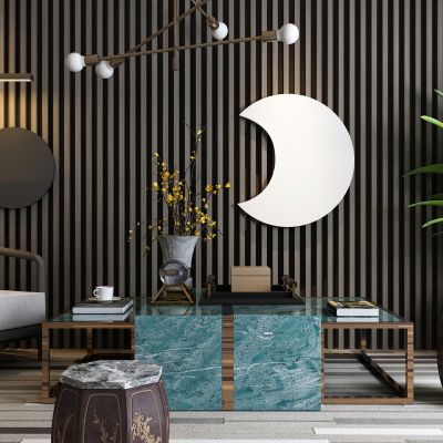 新中式茶几单人沙发组合