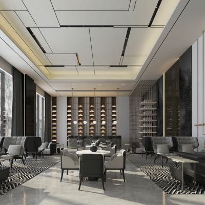 新中式酒店大堂接待区