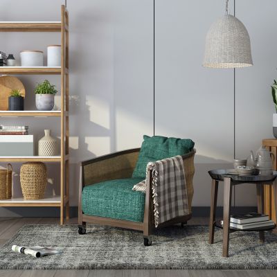 现代单人沙发边几组合 现代沙