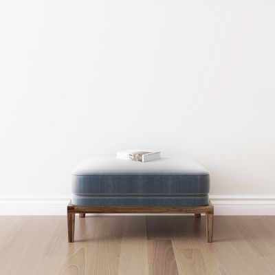 新中式蓝色布艺沙发凳