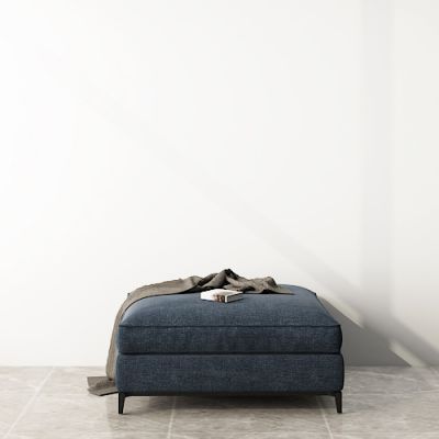 现代布艺蓝色沙发凳