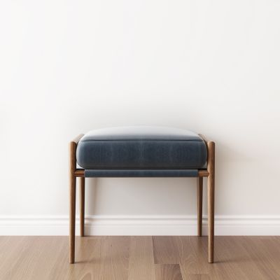 新中式蓝色布艺单人凳