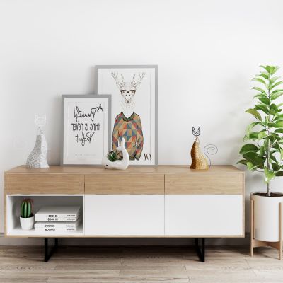 北欧边柜摆件盆栽组合