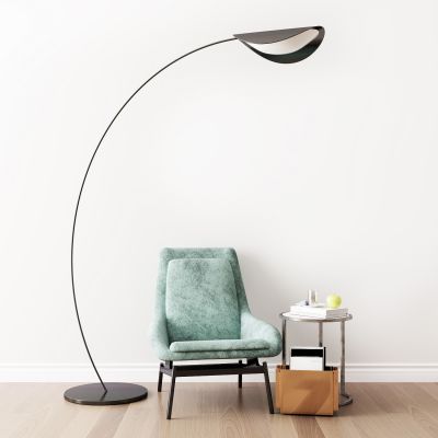 现代绿色单人椅落地灯组合