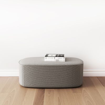 现代灰色布艺沙发凳