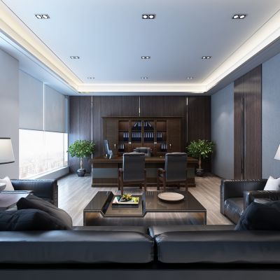 现代黑白灰总经理办公室