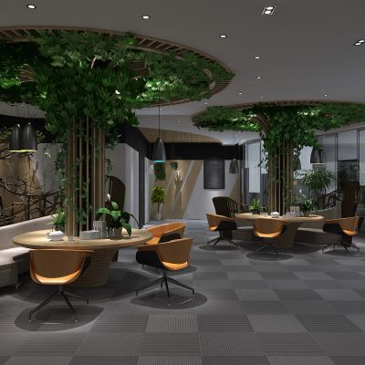 现代圆桌办公室 洽谈区