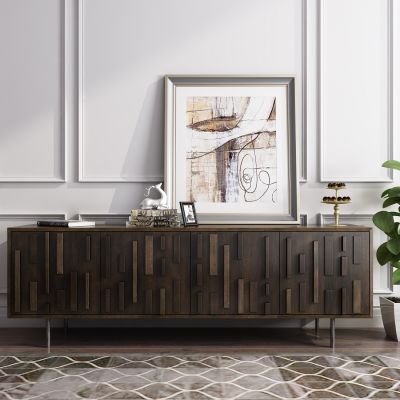 现代实木电视柜边柜饰品