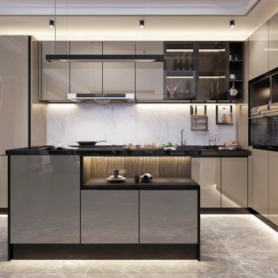 现代风格开放式厨房 岛台