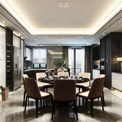 现代开放式厨房 餐厅