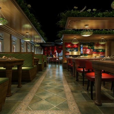 工业欧式餐饮店 餐厅过道